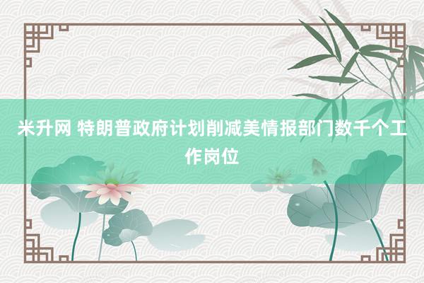 米升网 特朗普政府计划削减美情报部门数千个工作岗位